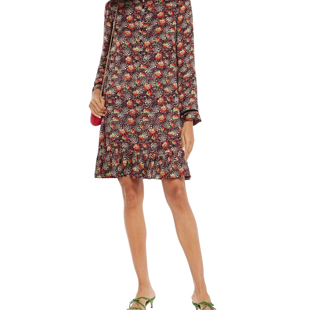 byTiMo Velvet floral-print satin mini dress  Size XL
